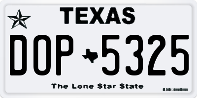 TX license plate DOP5325