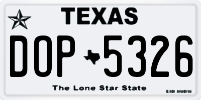 TX license plate DOP5326