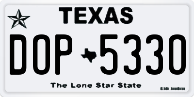 TX license plate DOP5330