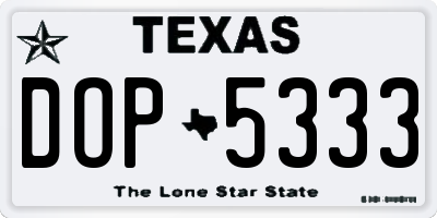 TX license plate DOP5333