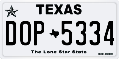 TX license plate DOP5334