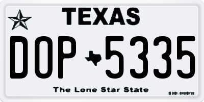 TX license plate DOP5335