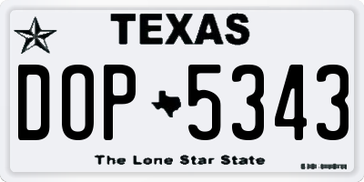 TX license plate DOP5343