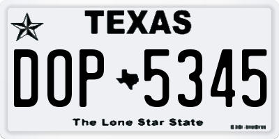 TX license plate DOP5345