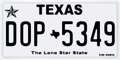 TX license plate DOP5349