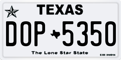 TX license plate DOP5350