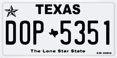 TX license plate DOP5351
