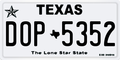TX license plate DOP5352