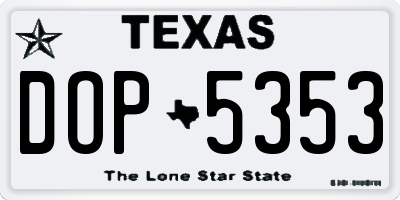 TX license plate DOP5353