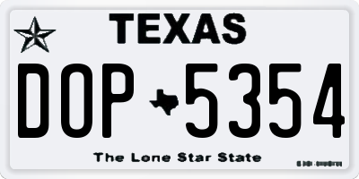 TX license plate DOP5354