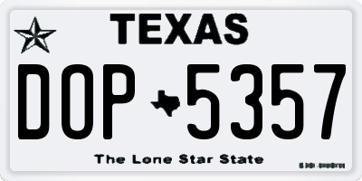 TX license plate DOP5357