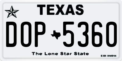 TX license plate DOP5360