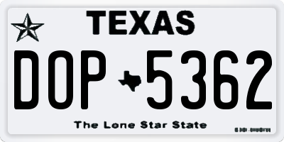 TX license plate DOP5362