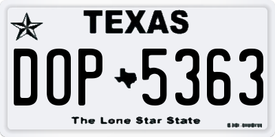TX license plate DOP5363