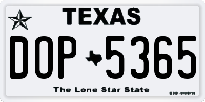 TX license plate DOP5365