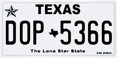 TX license plate DOP5366