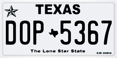 TX license plate DOP5367