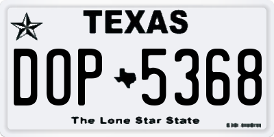 TX license plate DOP5368