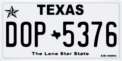 TX license plate DOP5376