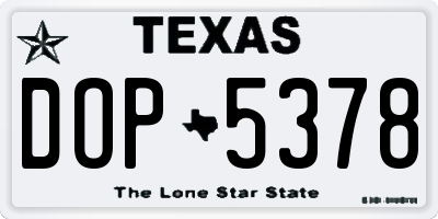 TX license plate DOP5378