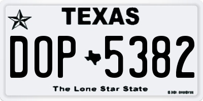 TX license plate DOP5382