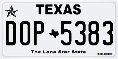 TX license plate DOP5383