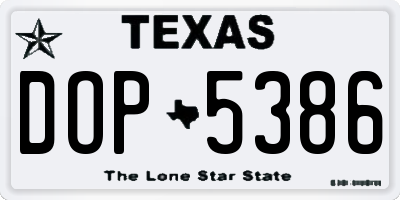 TX license plate DOP5386