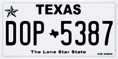 TX license plate DOP5387