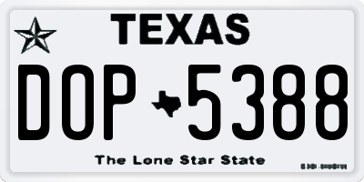 TX license plate DOP5388