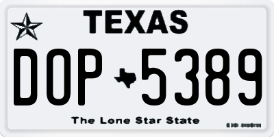 TX license plate DOP5389
