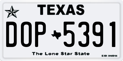 TX license plate DOP5391