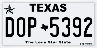 TX license plate DOP5392