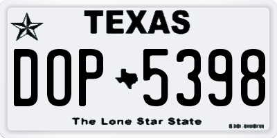 TX license plate DOP5398