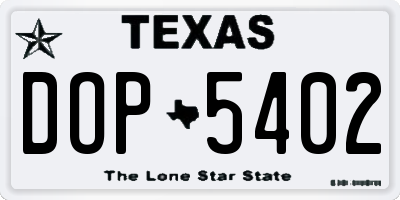 TX license plate DOP5402