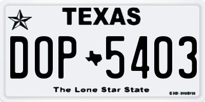TX license plate DOP5403