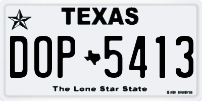 TX license plate DOP5413