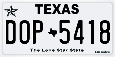 TX license plate DOP5418