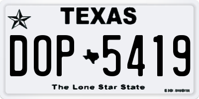 TX license plate DOP5419