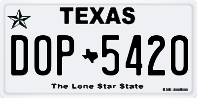 TX license plate DOP5420