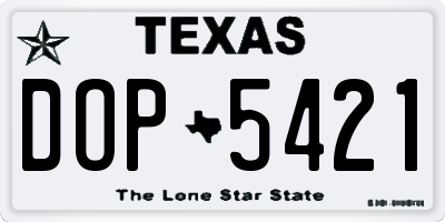 TX license plate DOP5421