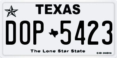 TX license plate DOP5423