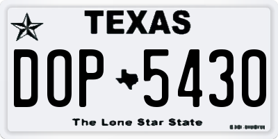 TX license plate DOP5430