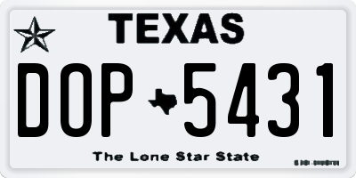 TX license plate DOP5431