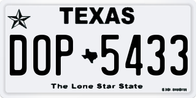 TX license plate DOP5433