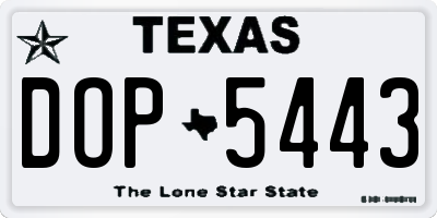TX license plate DOP5443