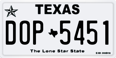 TX license plate DOP5451