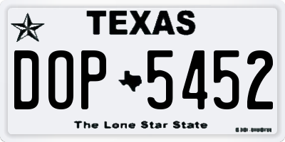 TX license plate DOP5452
