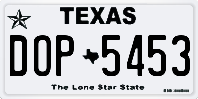 TX license plate DOP5453