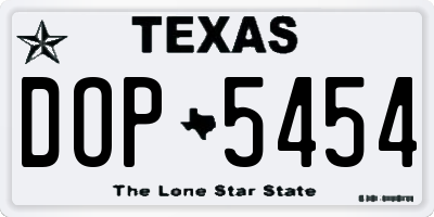TX license plate DOP5454