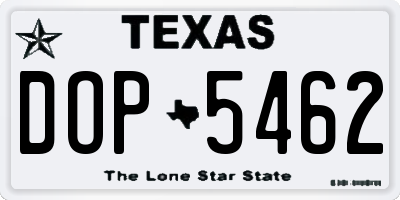 TX license plate DOP5462